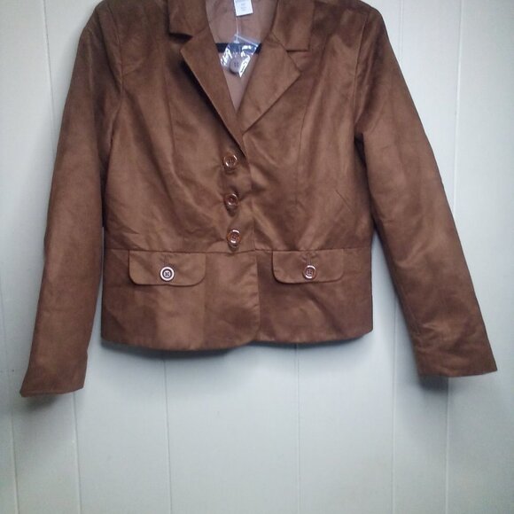 Vicki Wayne Jacket Blazer 10P 10 Petite Suede Brown - Picture 11 of 13